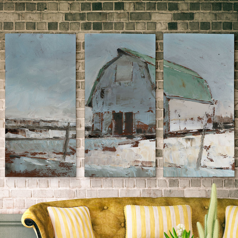 " Plein Air Barn I " 3 - Pieces, 24" H x 36" W x 1.5" D