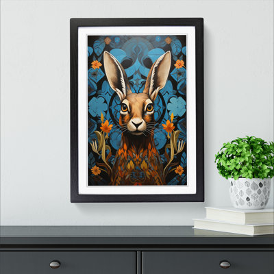 Hare Art Deco No.2 - Single Picture Frame Print on Wood