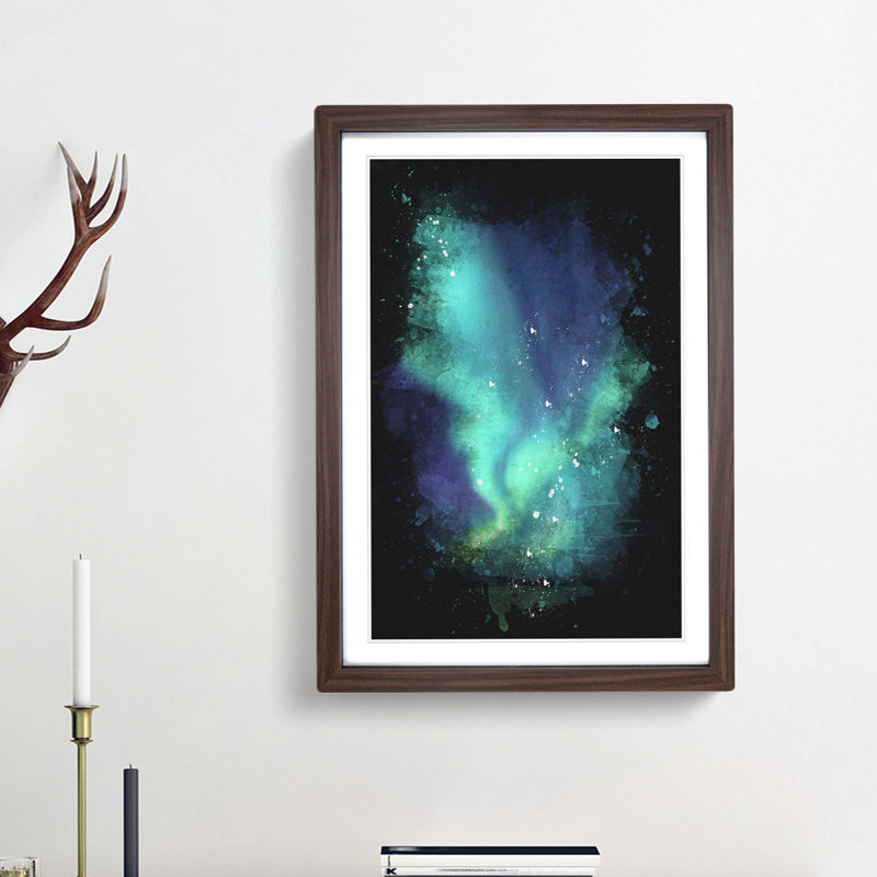 The Northern Lights in Abisko Sweden - Framed Print, 87cm H x 62cm W x 2cm D, Walnut Framed