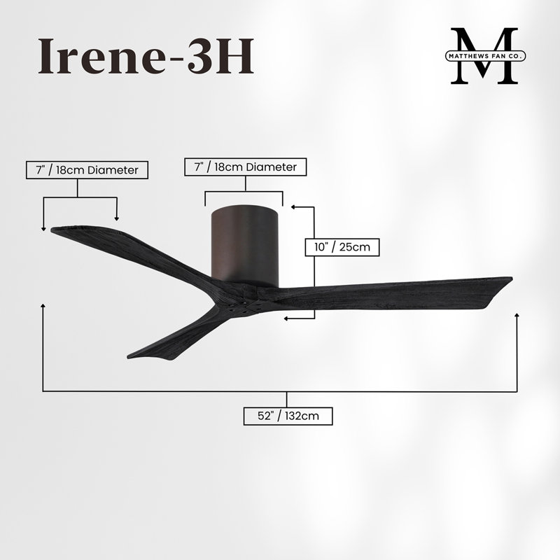 Irene Ceiling Fan, Textured Bronze, 52", Matte Black