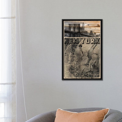 NYC, Old City Map, impression sur toile tendue