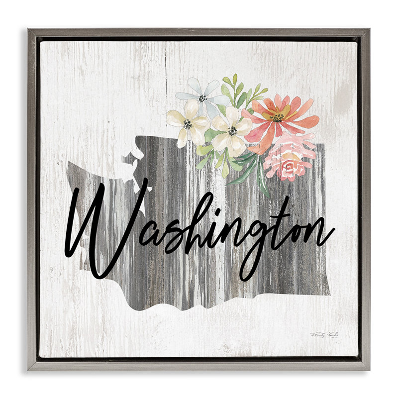 «Shabby Elegance Washington» par Cindy Jacobs, Cadre flottant gris lustré, H 25 po x l 25 po