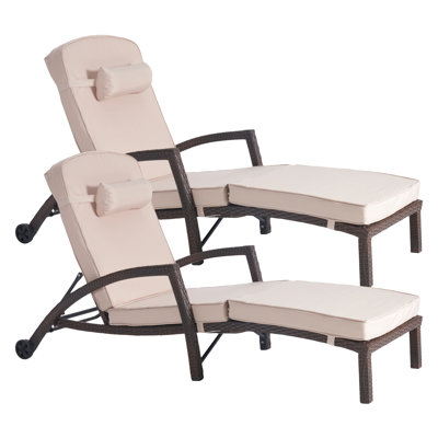 Outdoor Wicker Chaise Lounge Set , Cushion Included