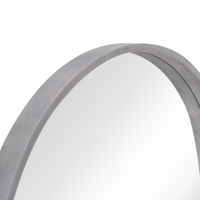 28" Walnut Round Mirror with Wood Frame