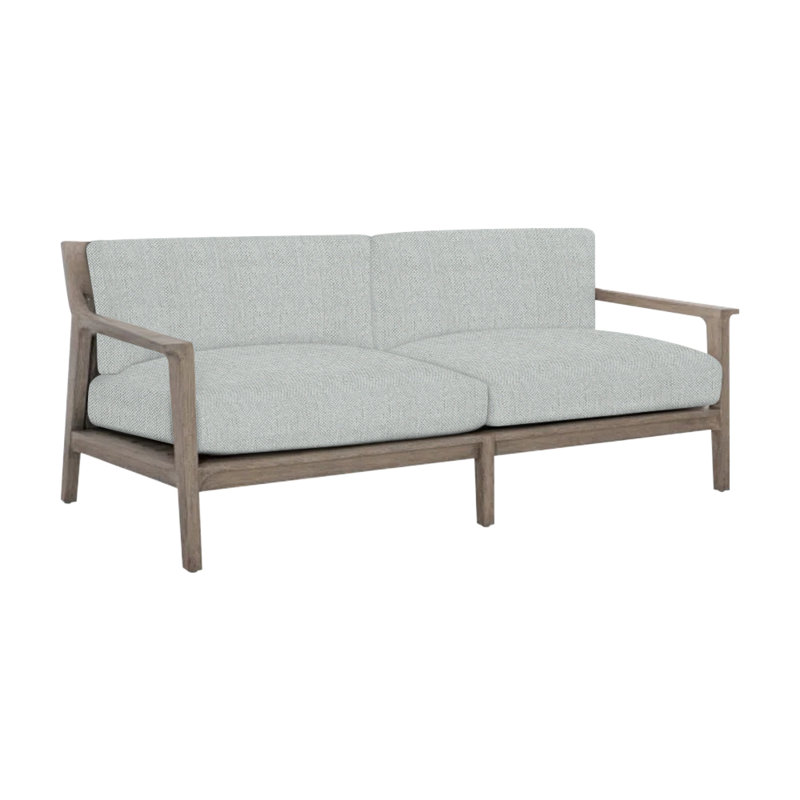 Ibiza Outdoor Teak Loveseat, Light Grey Linen 6032-010