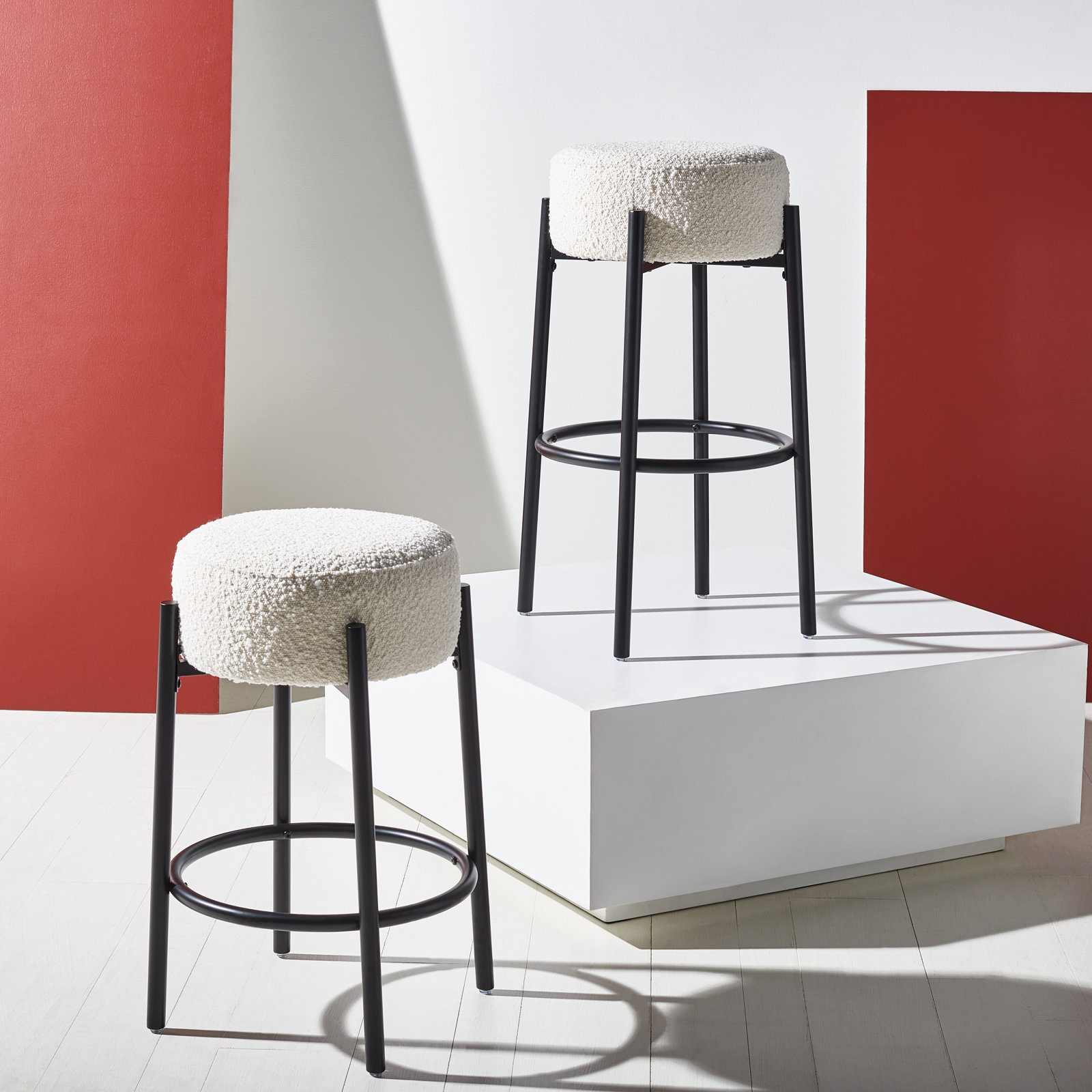 Colombe 30" Bar Stool, Bar Stool (30" Seat Height), Boucle-Ivory