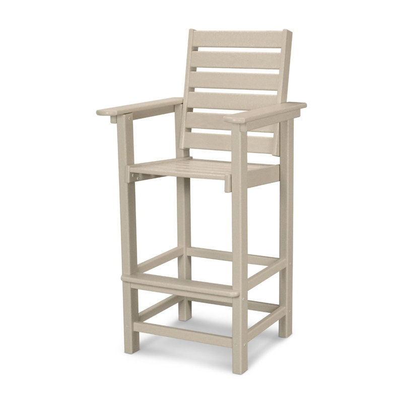 POLYWOOD Captain 2 - Person Patio Dining Set with Round Table , Cushions Included, Sand, 36"