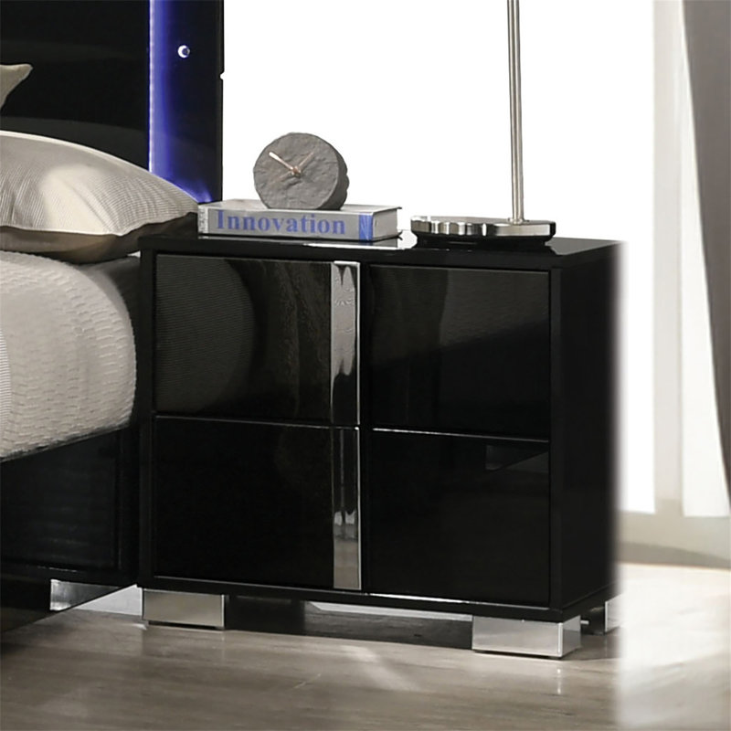 Finition UV de la table de chevet 1pc, Noir
