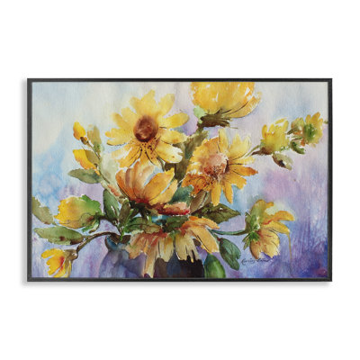 Vase aquarelle marguerites par Karen Lind bg-230