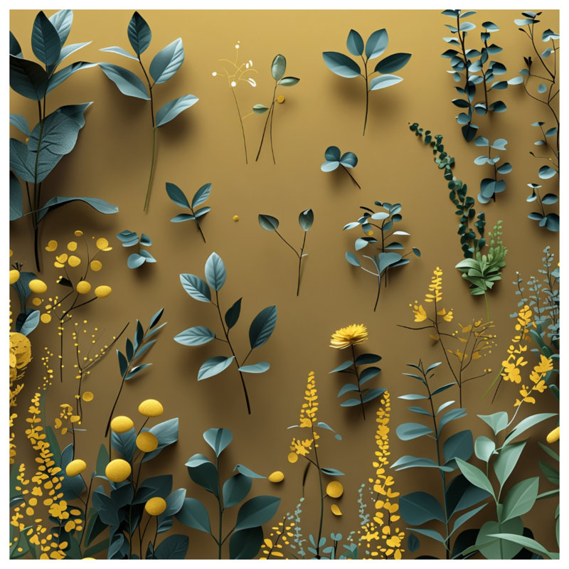 Tapisserie murale botanique - décoration murale florale, 68in H x80in W with 4 Grommets