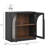 Set of 2 Arched Sideboard Cabinet w/Glass Doors & Shelf, Ebony-965663288