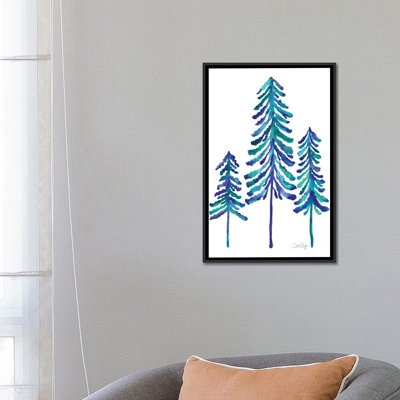 «Pine Trees, Blue» par Cat Coquillette - Estampe numérique sur toile tendue avec châssis