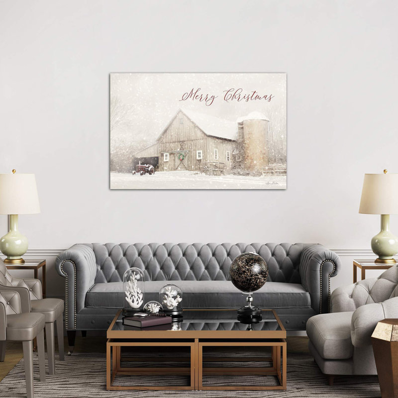 Merry Christmas Farm - Wrapped Canvas Print, 101.6 cm H x 66.04 cm W x 3.175 cm D