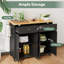 Rolling Kitchen Island Cart with Butcher Block Top, Storage Shelves and Locking Wheels-114234746