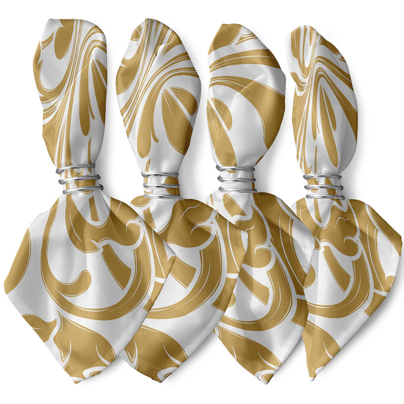 Selina Polyester Abstract Square Napkin, Yellow