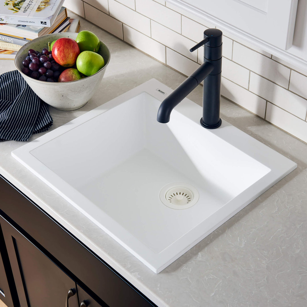 Ruvati epiGranite Drop-in Topmount Granite Composite Quartz Single Bowl Wet Bar Prep Sink Ruvati 