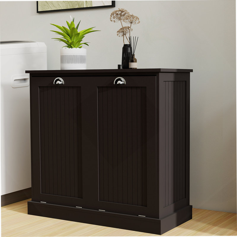 Armoire de trieur de linge à deux compartiments inclinable - noir