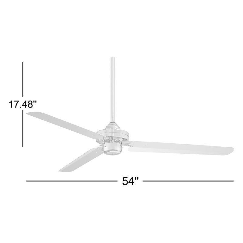 54" Steal 3 - Blade Propeller Ceiling Fan, Flat White