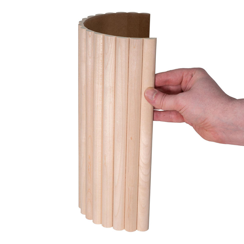 Outwater 1' Wide X 8' High X 3/8" Thick Unfinished Solid Maple Tambour Sheet With 3/4" Half-Round Slats – Flexible