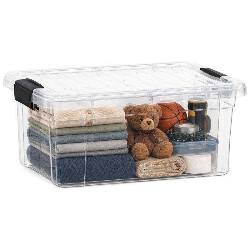 Superio 44 pte Bac de rangement transparent avec couvercle, boîte de rangement en plastique pour la maison, 44 pte