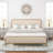 Upholstered Platform Bed with Velvet Headboard-548062663-621628382