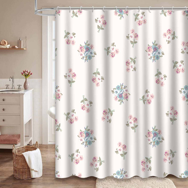 Rideau de douche rose avec 12 crochets, L 72 po x l 84 po