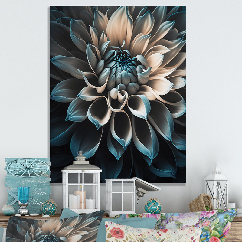 - Décoration murale florale en métal Dahlia, H 32 po x l 16 po