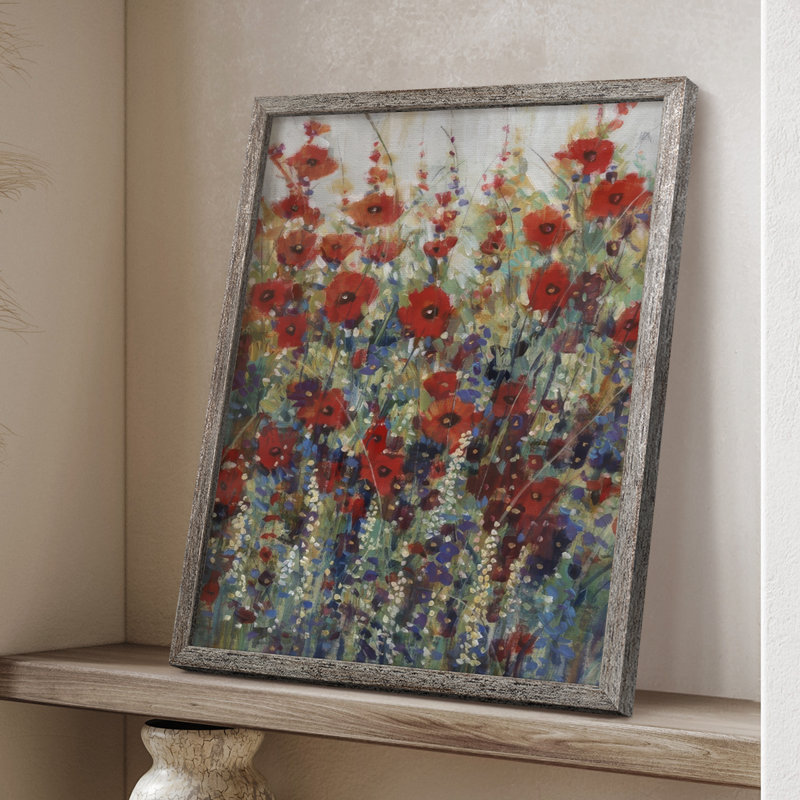 «Garden Poppies II», reproduction encadrée - bois massif, H 30 po x l 24 po
