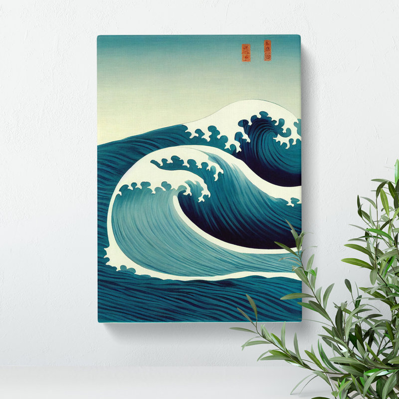 Traditional Japanese Wave No.1 - Wall Art, Wrapped Canvas, 50cm H x 35cm W, No Matte