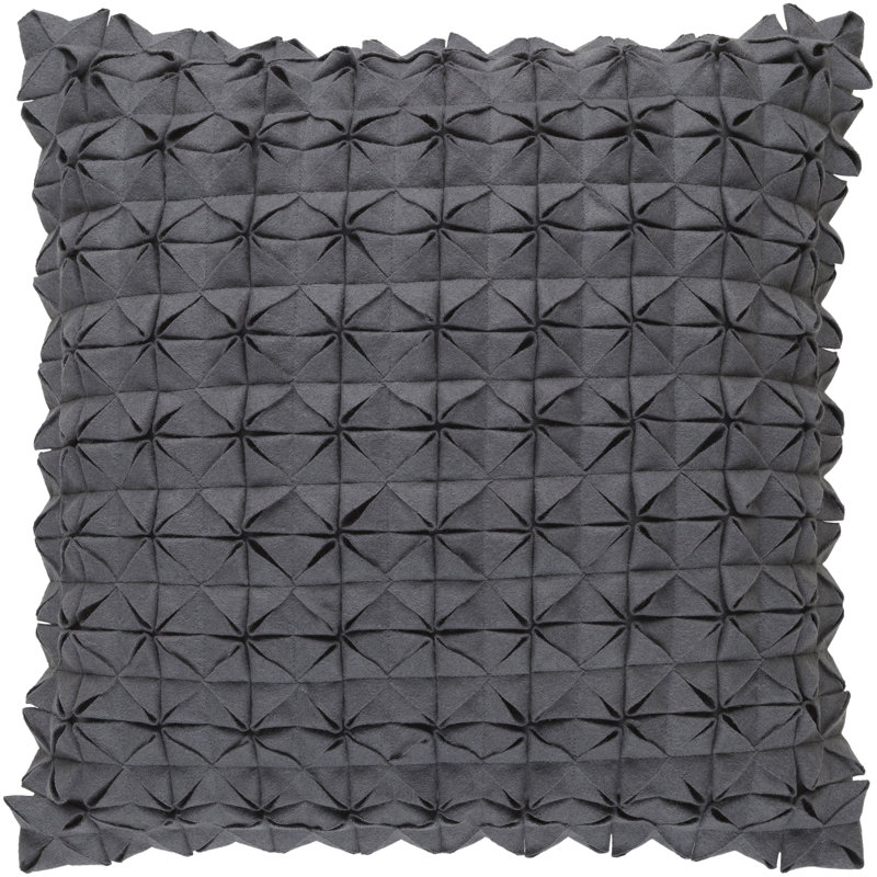  Wool Throw Pillow, Polyester, 18" H x 18" W x 4" D, Black