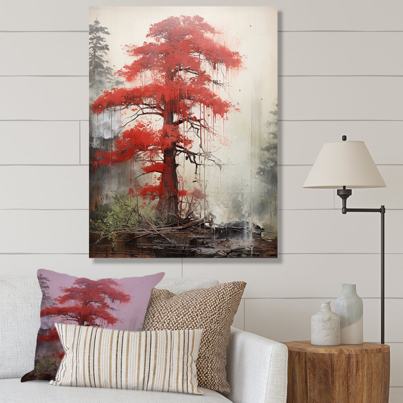 «Forest Redwood Tree Charm», reproduction sur toile, Cadre photo blanc, H 44 po x l 34 po