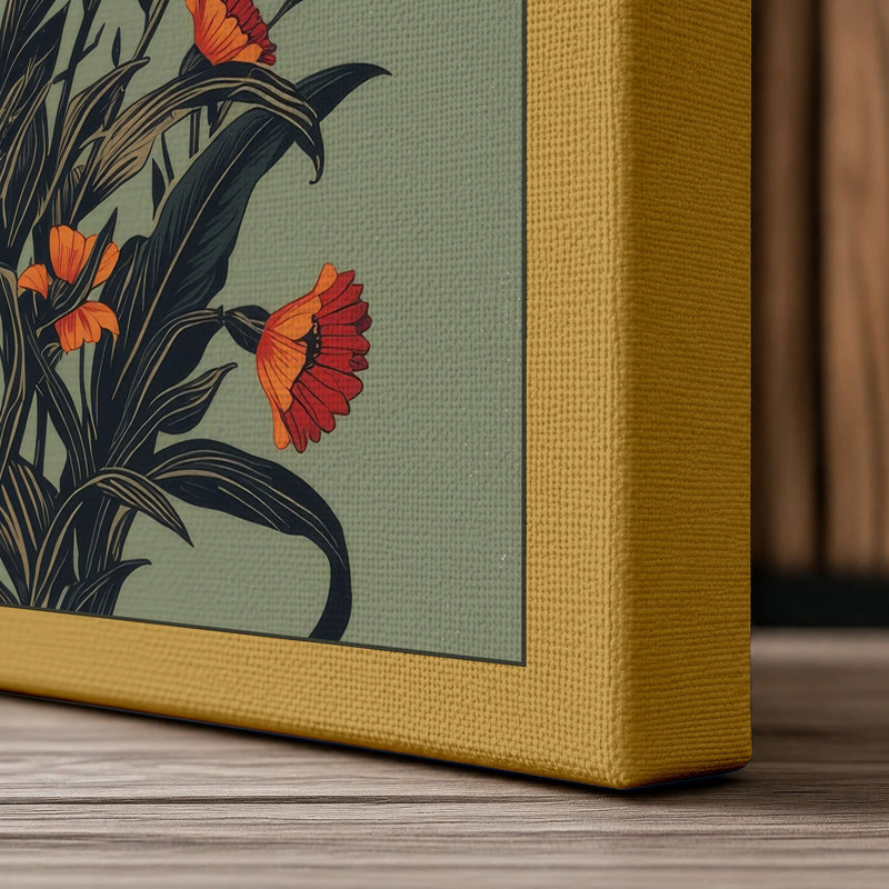 Carnation Study Botanical - Wrapped Canvas, 36x24 - 91.4 x 61.0 cm, Ochre Border