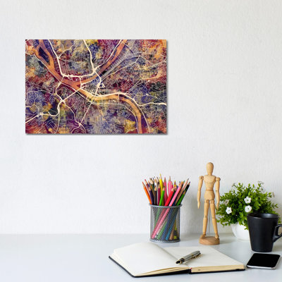Pittsburgh Pennsylvania Street Map II by Michael Tompsett - Wrapped Canvas Gallery-Wrapped Canvas Giclée