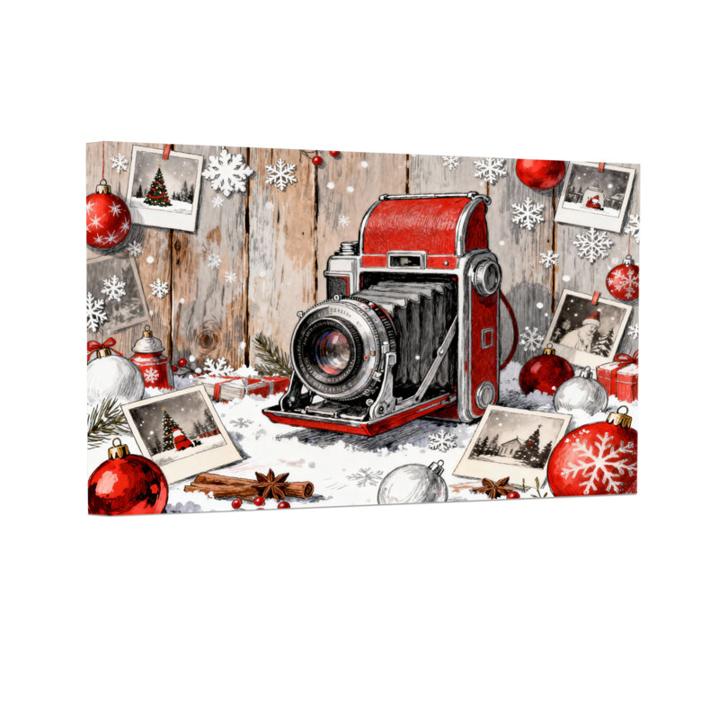 Caméra de Noël rétro, motif décoratif de Noël, H 12 po x l 18 po