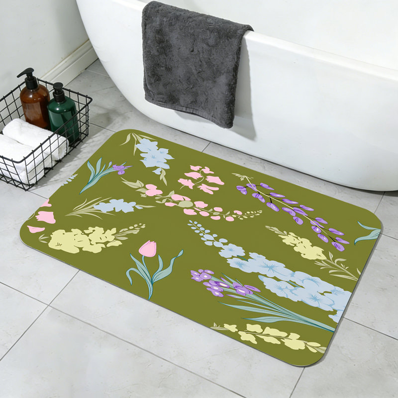 Tapis de bain minces antidérapants lavables à la machine, Simple - L 24 po x l 16 po