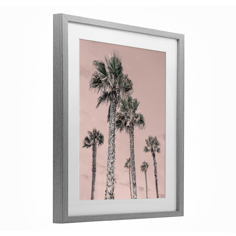 «Palm Up Pink Sky», reproduction encadrée sous verre, conception de Natalie Carpentieri, H 21 po x l 17 po