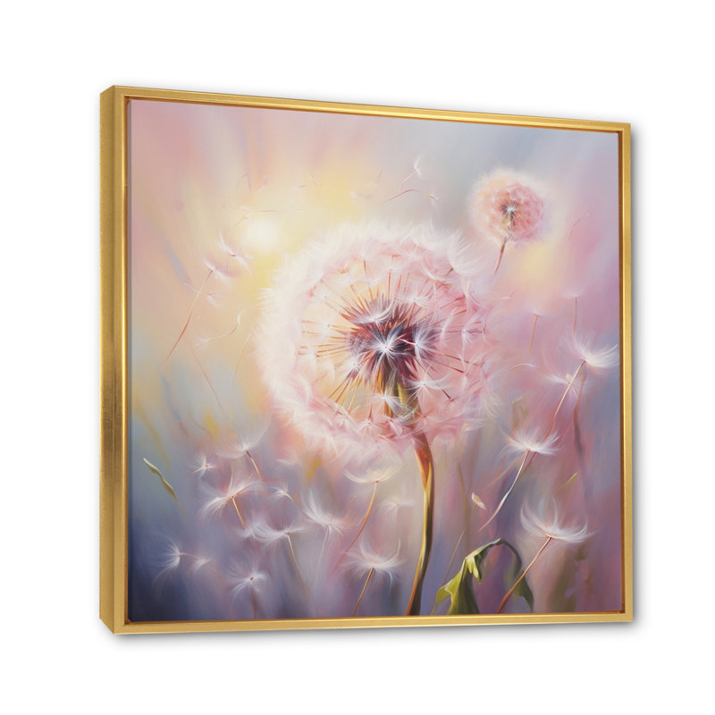" Purple Dandelion Romantic Impression I ", 16" H x 16" W x 1" D, Gold Floater Framed