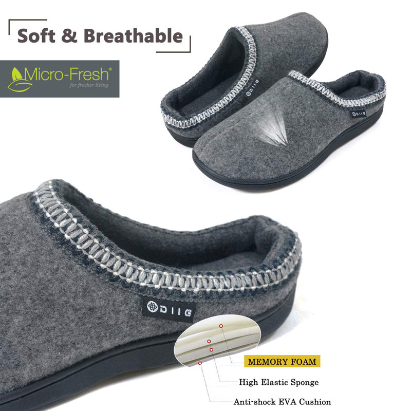 Pantoufles en mousse à mémoire de forme-DK-Gris-L, Gris, L 25 pi