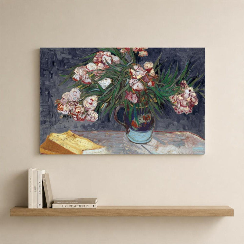 Les lauriers-roses revisités par Vincent Van Gogh - Graphisme sur toile, H 24 po x l 36 po, Toile tendue, Ne s’applique pas