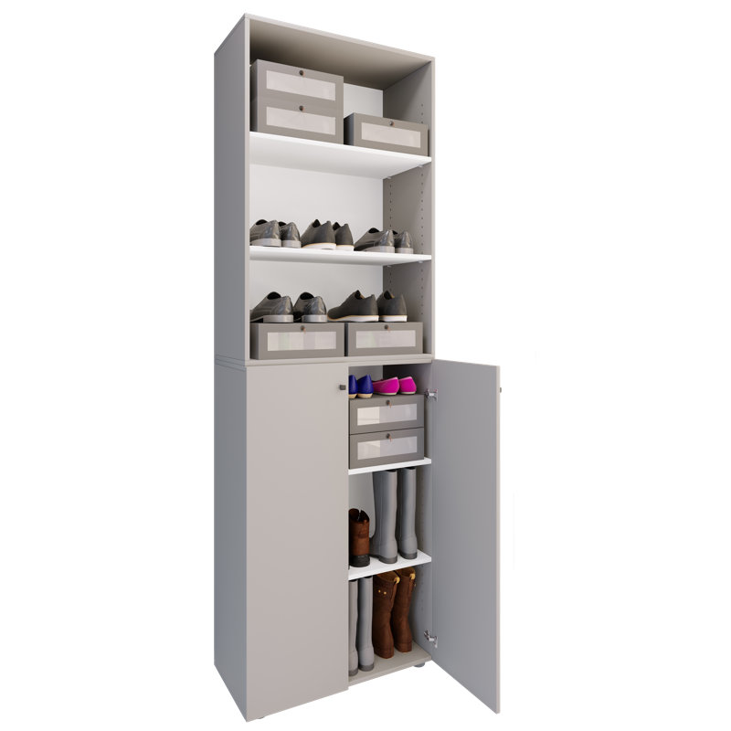 18 Pair Shoe Storage Cabinet, Grey/Brown/Blue