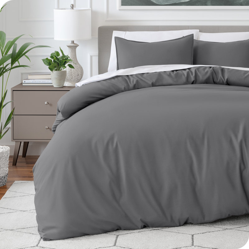 Premium Microfiber Duvet Cover and Sham Set, Gray, Twin XL Duvet Cover + 1 Standard Shams