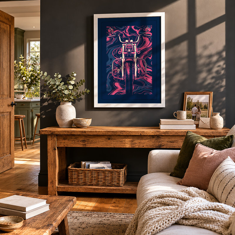 Pink Motorcycle Energy Modern - Print, A3 - 42.0 x 29.7 cm, White