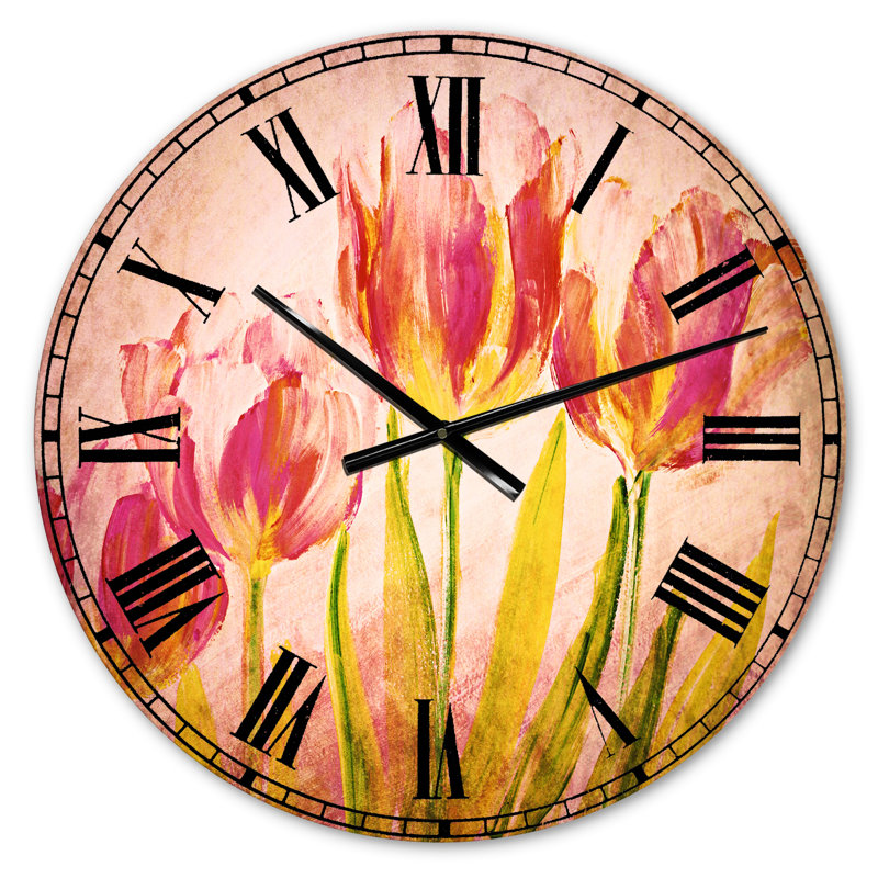 Red Tulips - Traditional wall clock, Small