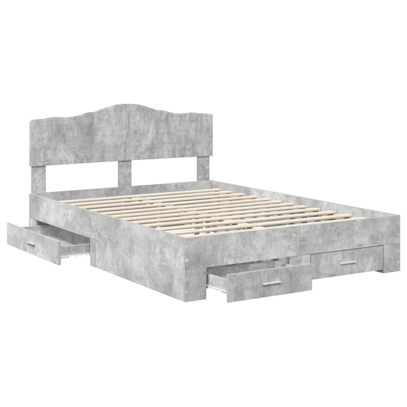 Bed Frame, European Double (140 x 200 cm), Concrete Grey
