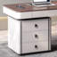 Bureau rectangulaire à 6 tiroirs en bois manufacturé brun noisette + blanc beige-243290611-243290613