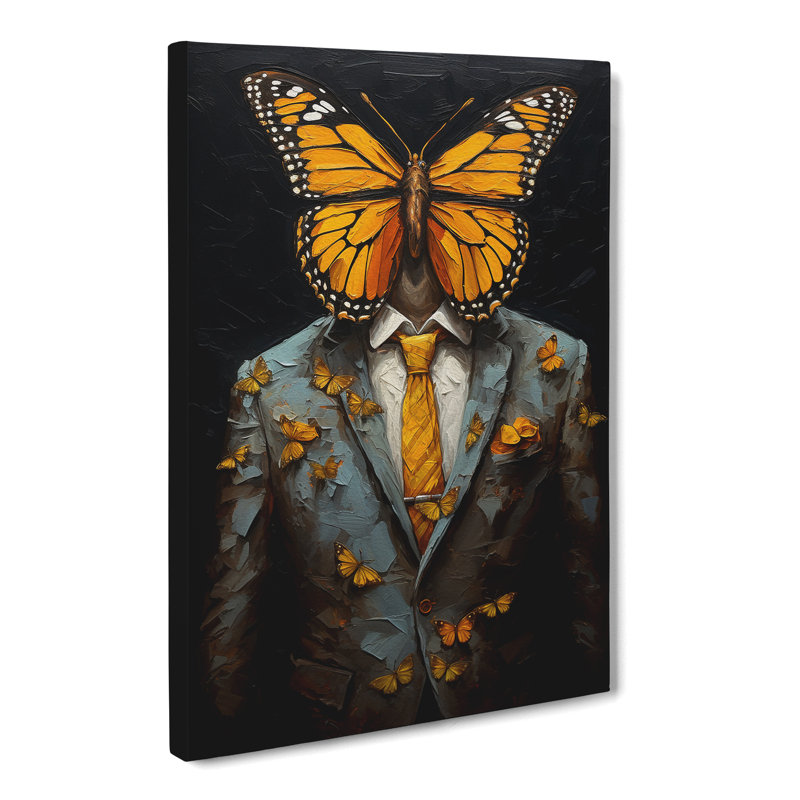 Butterfly In A Suit Painting - Print, 50cm H x 35cm W x 3cm D