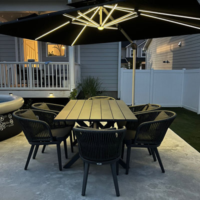 Leylashka 6 - Person Rectangular  Outdoor Dining Set with Cushions and Pillows