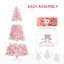 Sapin de Noël artificiel 7,5 pi avec branches réalistes, 500 lumières DEL blanc chaud et 1346 pointes, rose-1063086085-1063086086