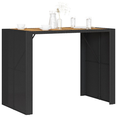 Latitude Run® Patio Table With Acacia Wood Top Black Poly Rattan