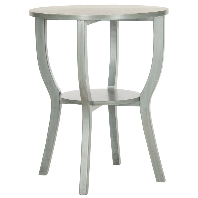 Table de bout en bois massif avec rangement Applonia, Bleu campagnard